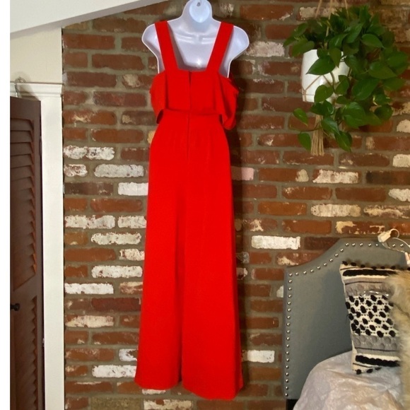 Zara Red Cold Shoulder Ruffle Jumpsuit size XS - Picture 5 of 8